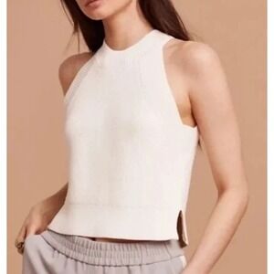 Wilfred Aritzia Cropped Sweater Tank Top Womens Medium White Knit Minimalist